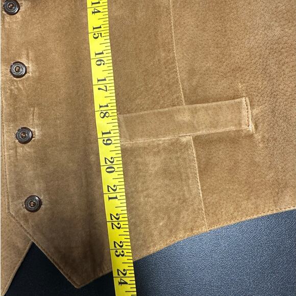 Vintage Property Cognac Suede Leather Vest Size XL Button Front Adjustable - Picture 7 of 7